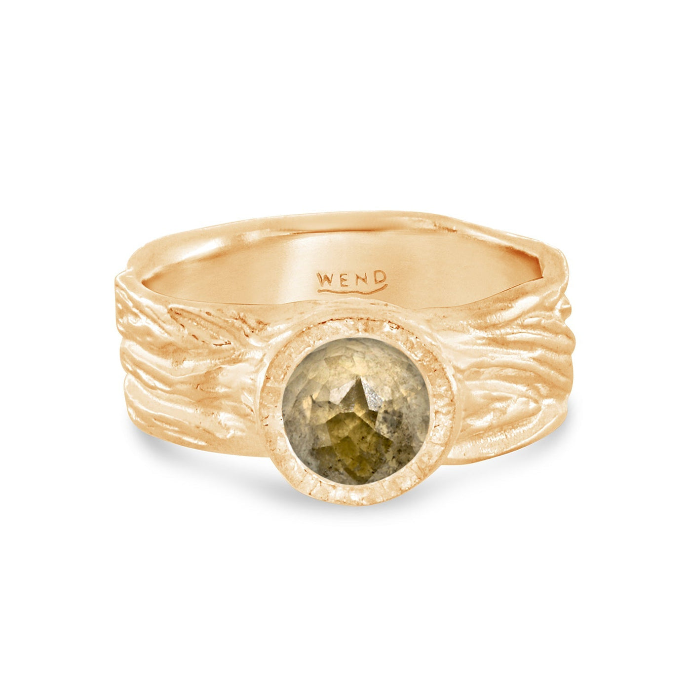 Roots ring bands look like branches or a branches ring with a rustic diamond in certified recycled gold by WEND Jewelry #gemstone-size_6-5mm